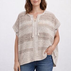 Eddie Bauer NEW Womens Boxy Knit Sweater Poncho Sz M/L